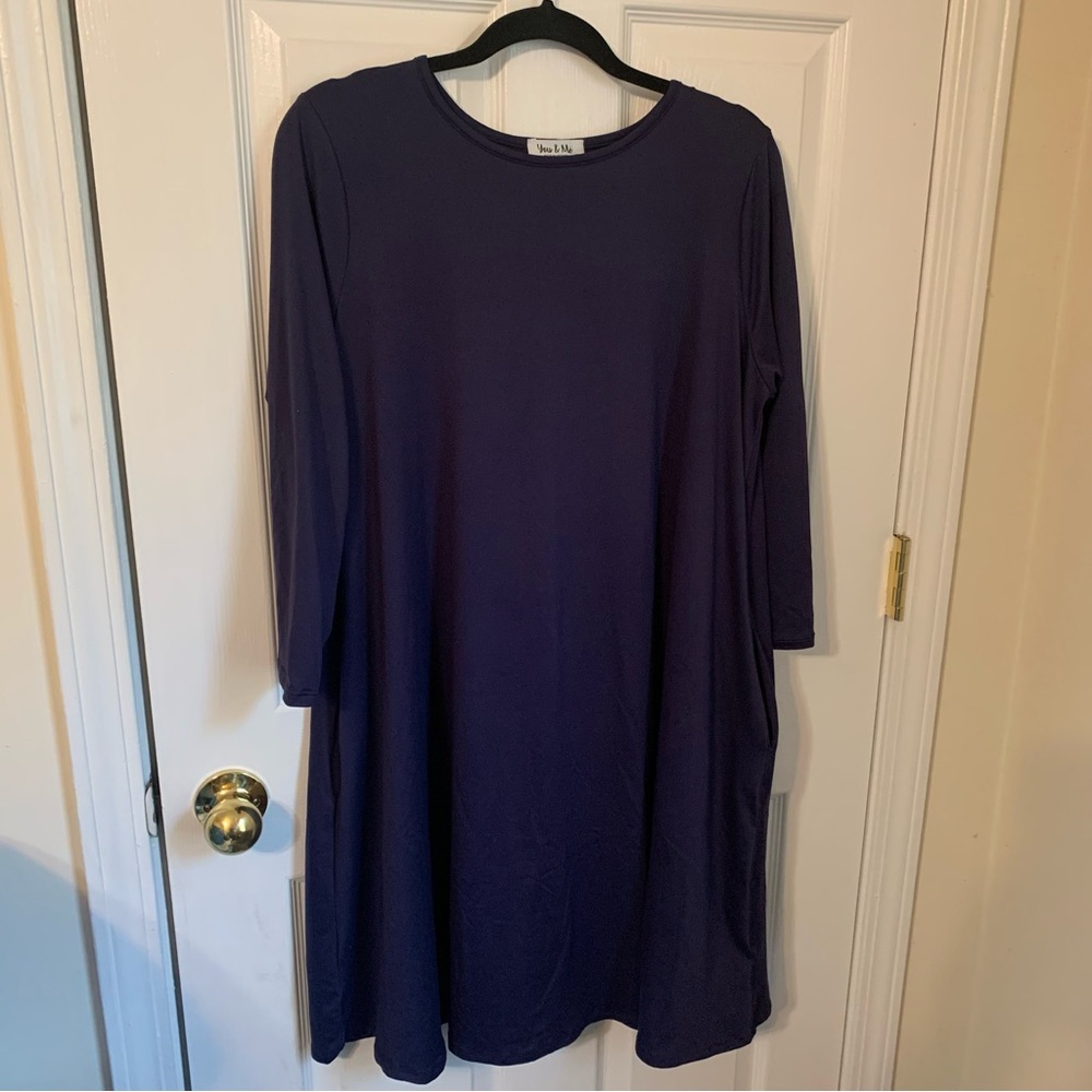 You & Me xl Navy Long Sleeve Dress with pockets